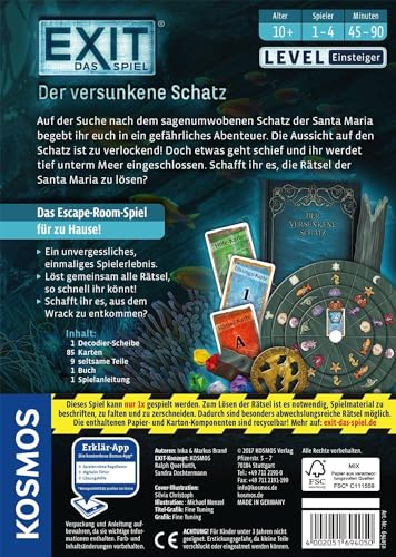 KOSMOS 694050 EXIT®, Das Spiel, Der versunkene Schatz, Level: Einsteiger, Escape Room Spiel - Image 2