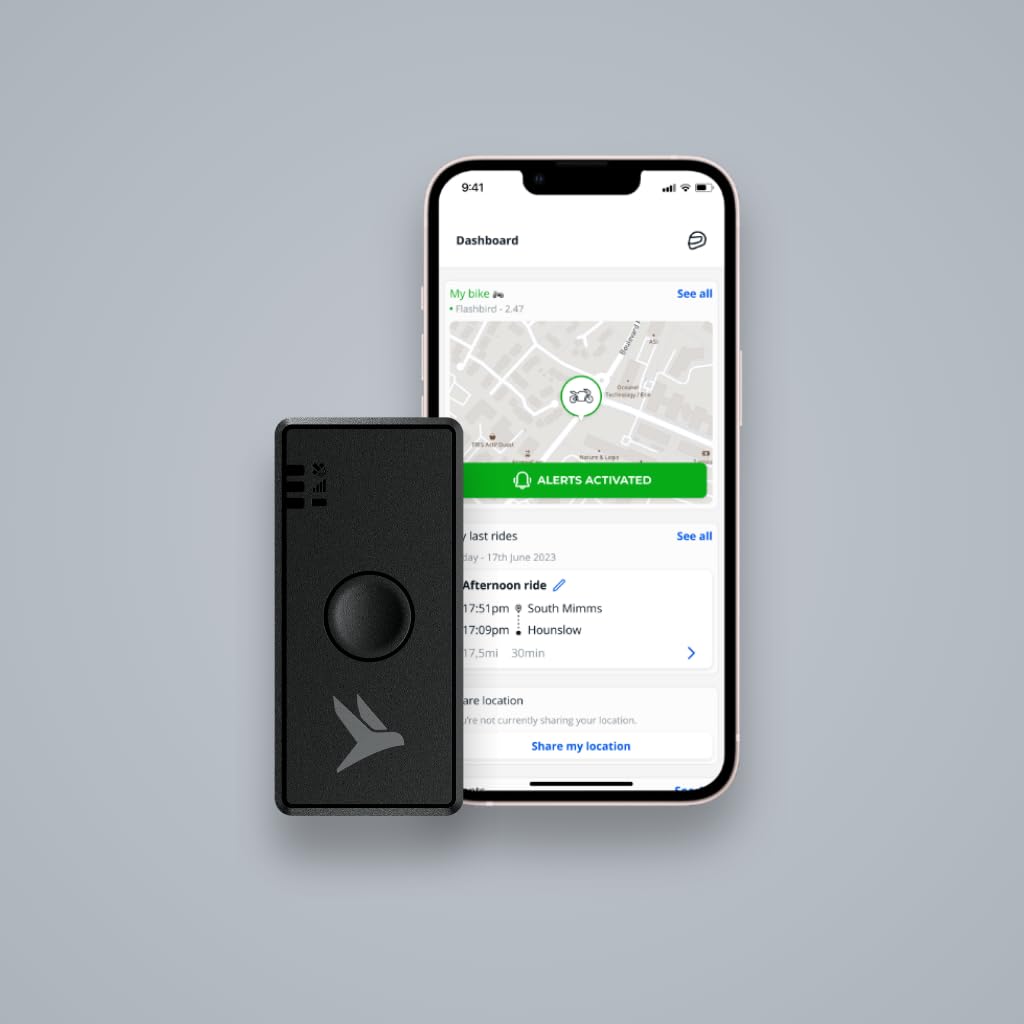 Flashbird Air - Traceur GPS Autonome Rechargeable 4G Localisation Temps Réel, Alertes antivol et détection de mouvements, pour Moto, Voiture, Van, Remorque, Bateau, etc.