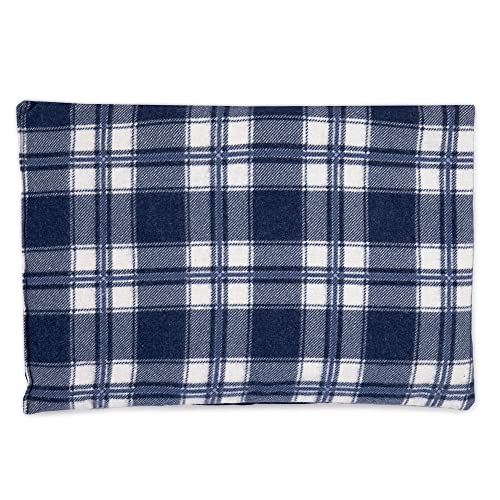 GIRAFFENLAND Traubenkernkissen 30 x 20 cm, Flanell karo-blau - Als Wärmekissen & Kältekissen - Körnerkissen für Mikrowelle und Backofen - 30x20cm