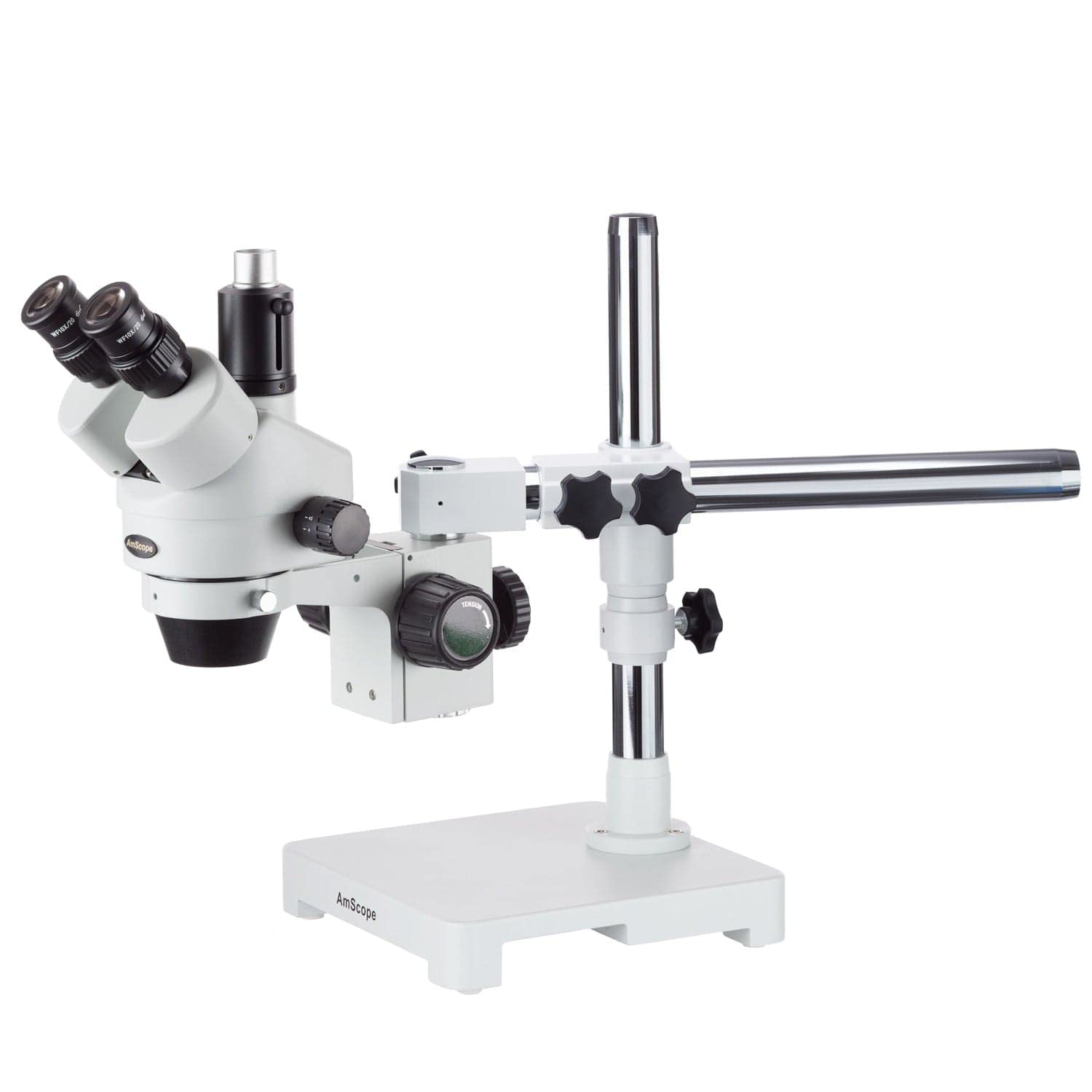 Microscopio trinocular estéreo con zoom 3.5X-180X en un solo brazo con soporte