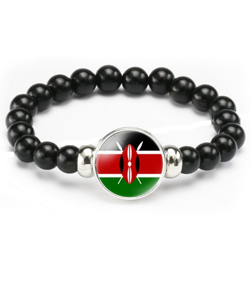 vmcoatdu National Flag Bracelet Elastic Rope Beaded Bracelet Support Your Country Travel Souvenir Gifts for Men Women