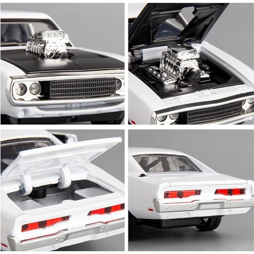 Image of DEUSON ECOM 1:32 Scale Dodge Charger Toy Car for Kids Fast and Furious Die Cast Metal Cars with Light Sound Pull Back Openable Door Toy Car, Black
