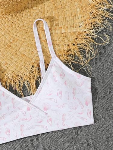 Image of COZYEASE Girls' 3 Piece Set Floral Print Bikini Swimsuit with Drawstring Beach Skirt Cute Ruched Bathing Suit