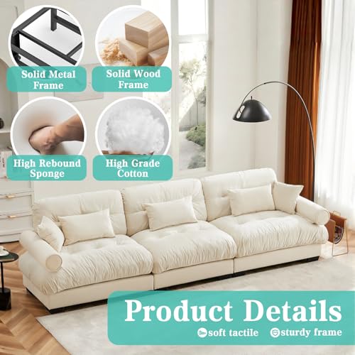 Image of SoarFlash 130 inch Sectional Sofa 3 Seat Couch, L Shaped Modern Sofa with Solid Wood Legs, Couches Sofas for Living Room Apartment, Comfortable Small Couches for Small Spaces, Beige