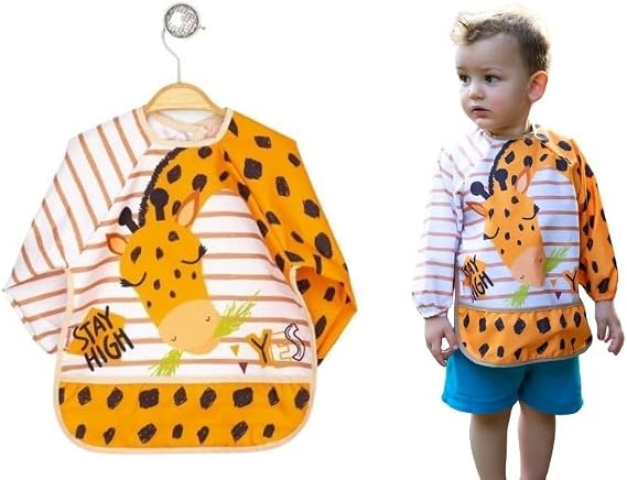 Baby Long Sleeve Liquid Proof Food Apron, Waterproof Activity Apron (6-24 months)