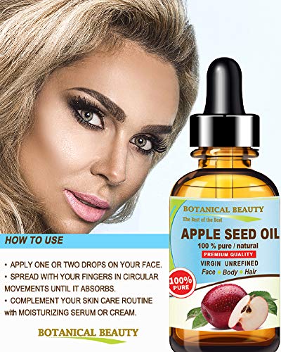 Botanical Beauty Apple Seed Oil 100 % Pure Virgin, Unrefined Cold-Pressed Carrier Oil 0.5 Fl.oz.- 15 Ml Moisturizer For Face, Dry Skin, Body, Damaged Hair, Nails, Anti-Aging, Healing #TOP4