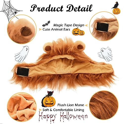 Image of Cat Halloween Costumes - Lion Mane Wigs for Cat Costumes, Adjustable Comfortable Funny Pet Kitten Cats Dress Up Clothing Accessories for Halloween Christmas Festival Party