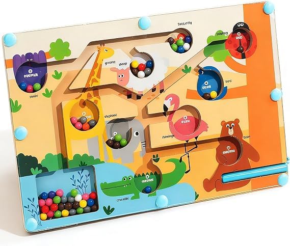 HATFRYF Magnetic Wooden Maze Game Magnetic Color Number Maze Game Carnival Gift for Boys and Girls 25