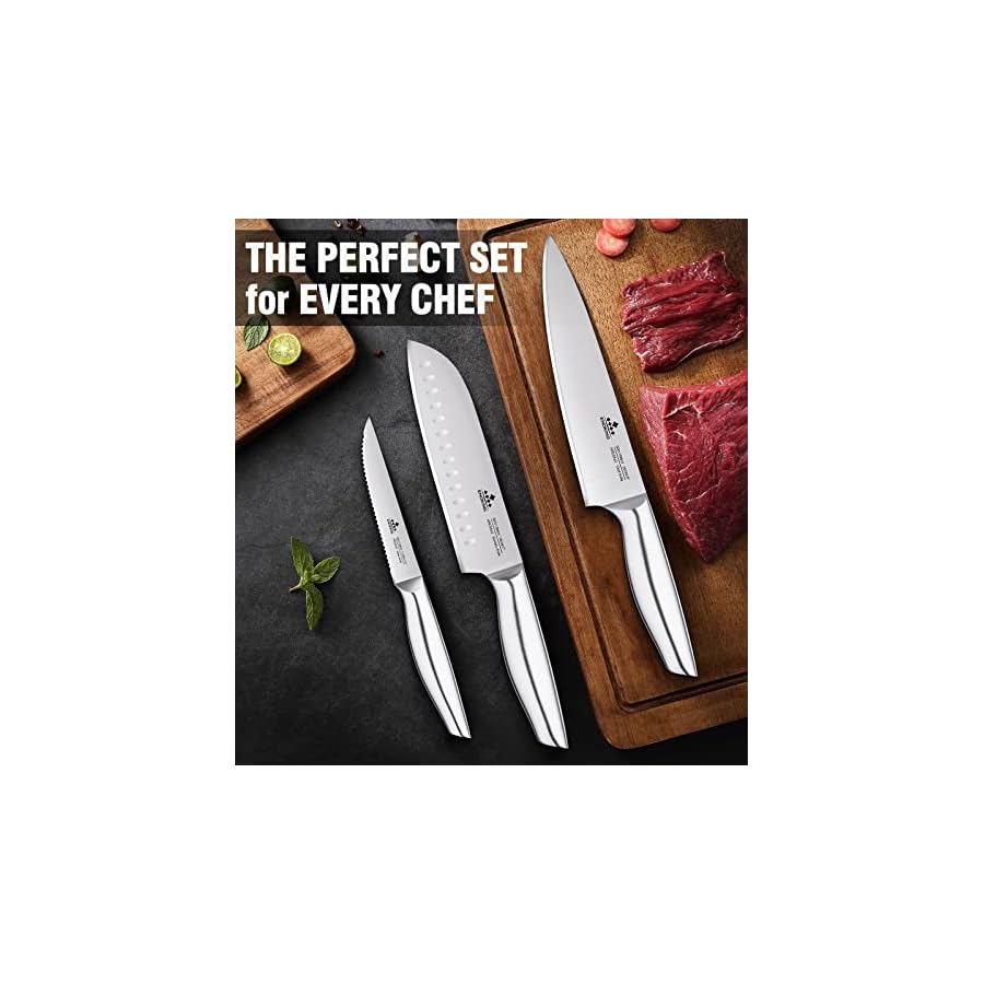 Knife-Set-ENOKING-15-Pieces-Chef-Knife-Set-Knives-Set-for-Kitchen-with-Block-German-Stainless-Steel-Knife-Block-Set-with-Scissor-and-Sharpener-Rod-Dishwasher-Safe-Ultra-Sharp-Full-tang-Design Knife Set, ENOKING Ultra Sharp Knife Block Sets with Independent Sharpener, German Stainless Steel Knives Set for Meat, Vegetables, Fruits Chopping, Slicing, Dicing & Cutting (15 Pieces)