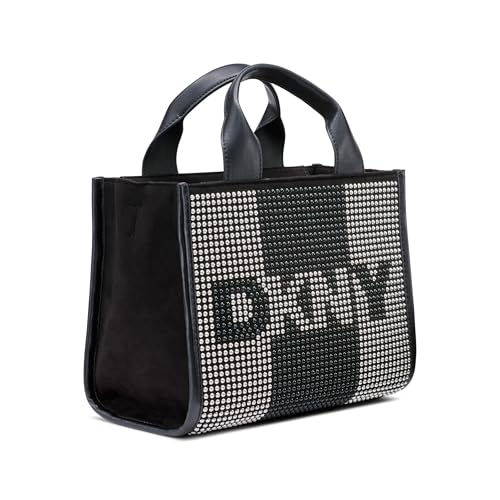 Bolso tote pequeño DKNY para mujer negro plata miniatura 2