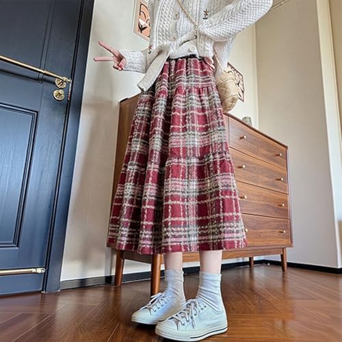 Womens Christmas Plaid Skirt Elastic High Waist Flowy A-Line Pleated Skirt - image 3