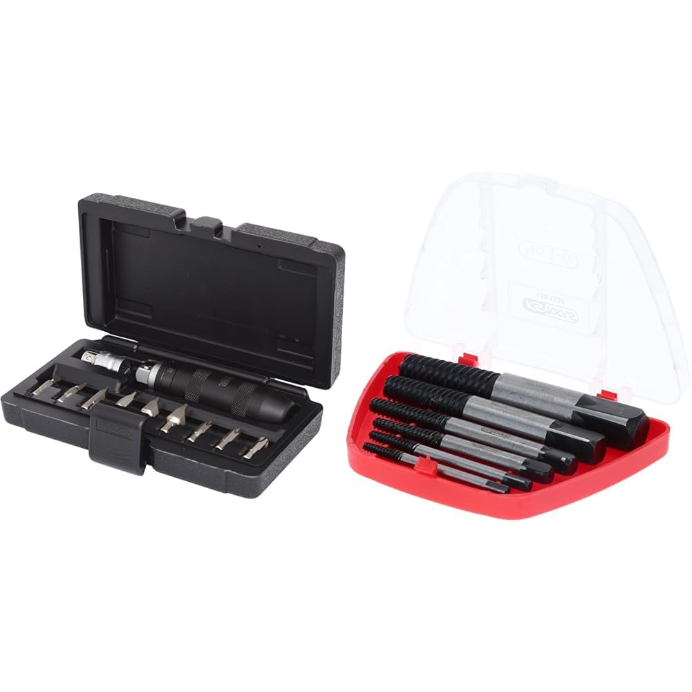 KS TOOLS 515.1003 Coffret de tournevis à frapper avec embouts, 11 pièces & Ks tools ensemble d'extracteurs de vis 6 pièces m3-m18 150.1330