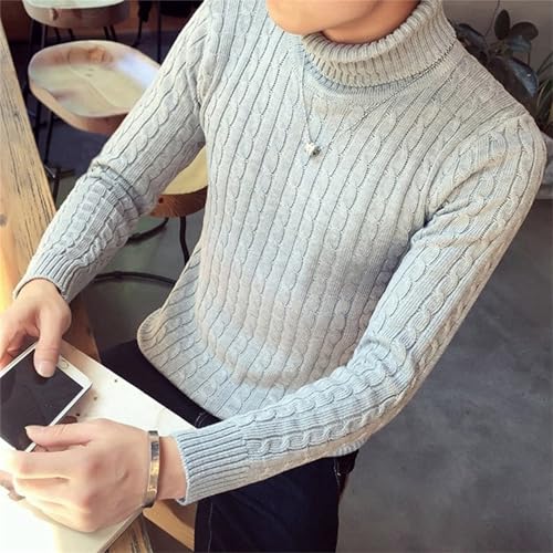 Men's Casual Slim Fit Turtleneck Pullover Sweaters Tops Fisherman Twist Patterned Long Sleeve Sweater3