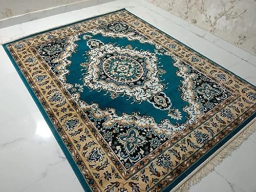 Image of Soft Traditional Washable Beautiful Acrylic Rugs for Home Decor Living Room 7x10 feet (210 x 300 CM) Super Blue