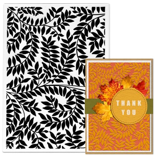 Estivaux 3D Textured Leaves Embossing Folders for Card Making, Leaf Lace Plastic Embossing Folders Plants Leaves Embossing Folder Craft Card Template for DIY Scrapbooking