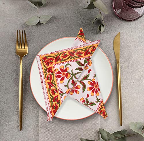 Image of BLOCKS OF INDIA Hand Block Print Cotton Table Napkin (Color 1)