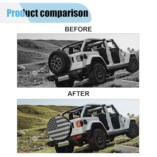 Image of Spare Tire Cover for RV Trailer, 16 Inch Dustproof Leather Wheel Cover for Tire Diameter 29 inch-31 inch, Waterproof American USA Flag Spare Tire Cover Protection for Truck, Trailer, RV, SUV, Camper(16in)