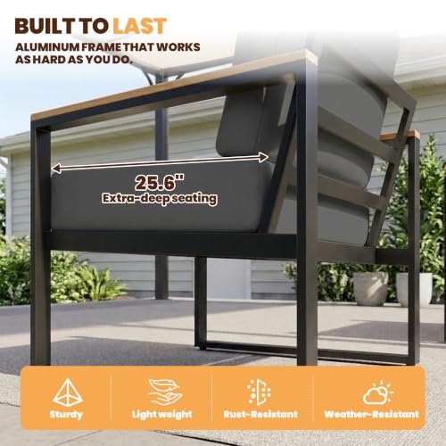 Image of Aoxun Patio Furniture Set, Metal Outdoor Furniture with Thick Cushions