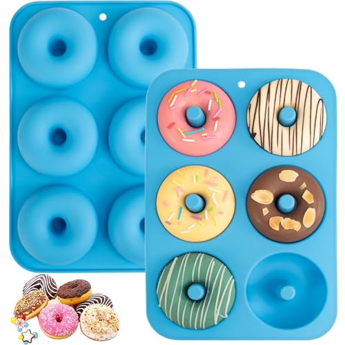 Aichoof Silicone Donut Pan Set of 2, 6-Cavity Nonstick Donut Mold for Baking, Easy Release Food...