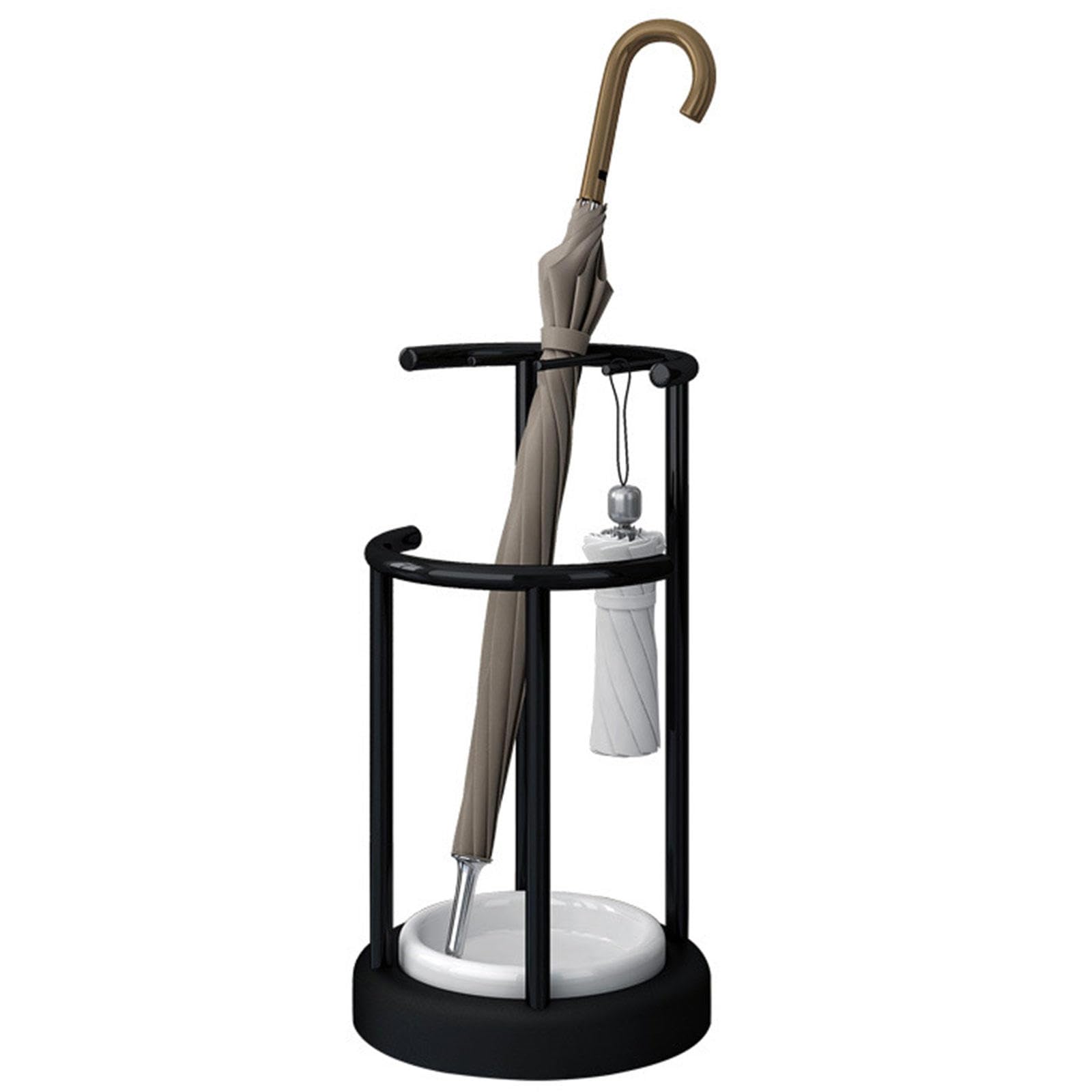 sdSDGrw umbrella stand, Tall and Short Umbrella Stand with Detachable Drip Tray - Indoor Holder for Entryway & Office(Black)