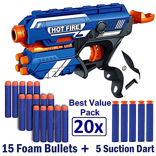 Image of MKY Blaze Storm Manual Soft Bullet Shooting Gun Toy with 20 Safe Foam Bullets for Kids (Multi Color,Pack of 1 Set)
