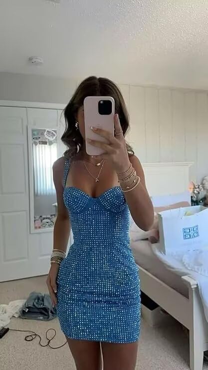 Sparkly Homecoming Dresses for Teens 2025 Satin Mini HOCO Dress Sequin Tight Cocktail Party Gowns3