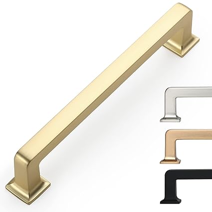 9BUILD 5 Inch 10 Pack Brushed Brass Cabinet Pulls Kitchen Cabinet Handles Kitchen Cabinet Hardware Kitchen Handles for Cabinets Cupboard Handles Gold Pulls for Cabinets