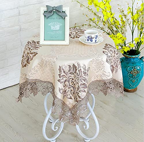 Nappe dentelle marron pour protéger meuble TV, table basse et réfrigérateur