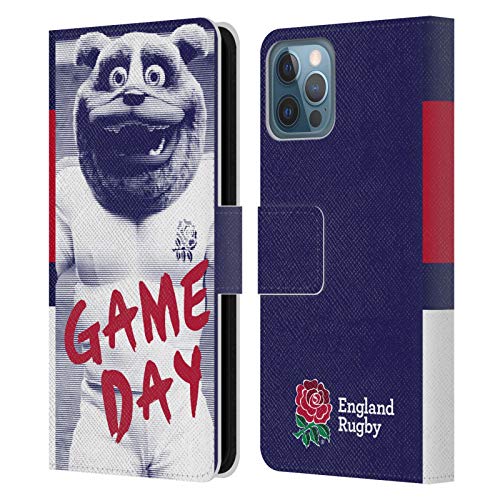 Funda de cuero tipo libro para iPhone 12 con diseño de England Rugby Union Ruckley Game