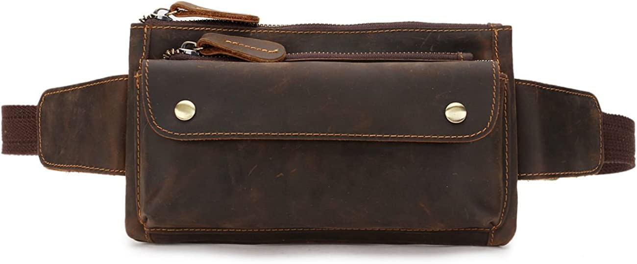 LoyofunFanny Pack Leather Waist Bag for Men Women Travel Running Walking