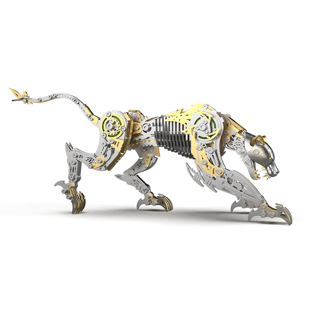 3D Full-Metal Mechanical Dynamic Leopard Model Kit, Assembly Mecha Leopard Puzzle Kits Gift for Handicraft Enthusiast (506PCS/Golden)