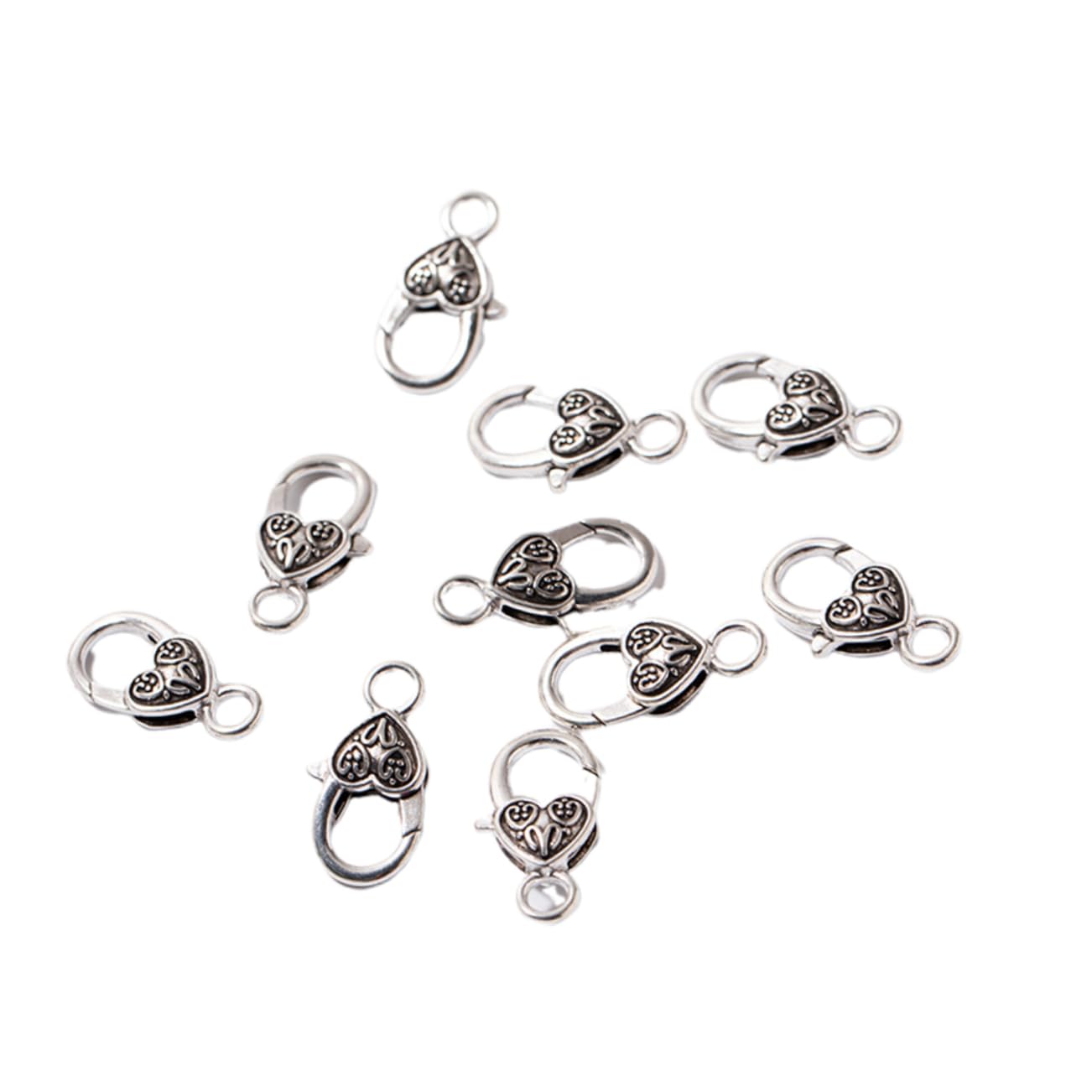 TEHAUX 120stücke Antike Silber Legierung Schnallen Herzförmige Verschlüsse Für Schmuckherstellung Für Und Armbänder Langlebig Und Glänzend Zubehör
