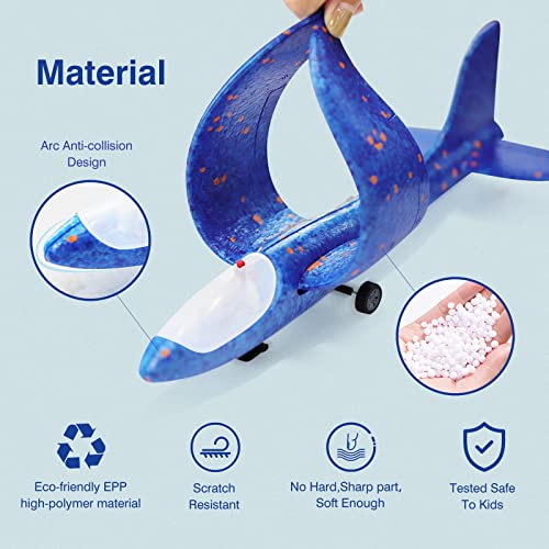 Wesfuner 4 Pack Airplane Launcher Toys,Foam Airplane Glider,2 Flight Mode Glider Plane,Kids Flying Toy,3 4 5 6 7 8 9 10 11 12 Year Old Boys Girls Birthday, Outdoor Sport Toys(4+2) #TOP3
