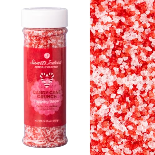 Image of Sweets Indeed Peppermint Sugar Topping - 5.11 oz Holiday Candy Cane Finish | Festive Peppermint Sugar for Cakes, Cookies, Hot Cocoa & Christmas Desserts