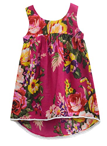 Image of A.T.U.N. (ALL THINGS UBER NICE) Girls Cotton High-Low Mini Dress | Printed Sleeveless Party Dress for Girls