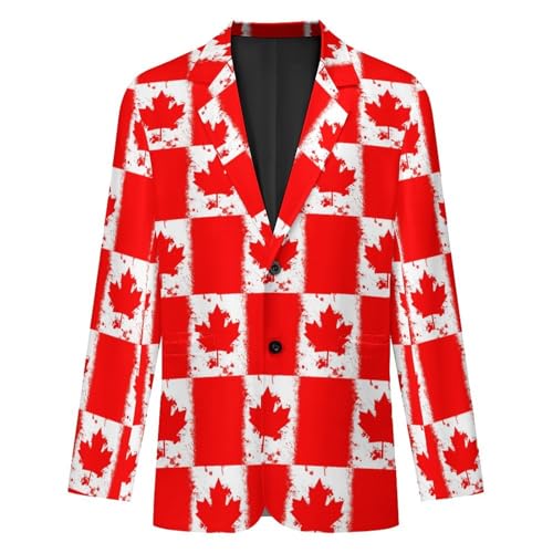 Canada Canadian Flag Mens Suit Jacket Lapel Blazers V Neck Button Business Coat Tuxedo for Wedding Party4