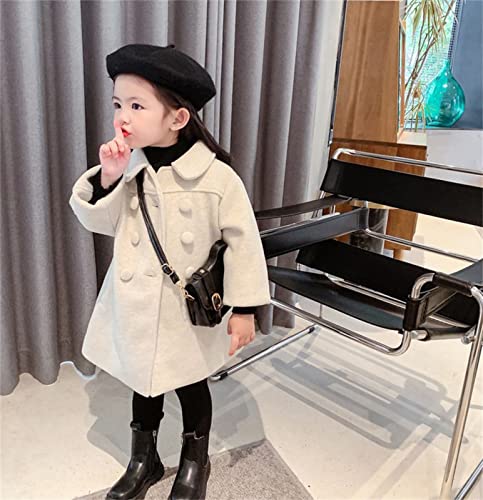 KAGAYD Toddler Girls Faux Wool Trench Coat Long Sleeve Double Breasted Jacket Warm Winter Outerwear Clothes3