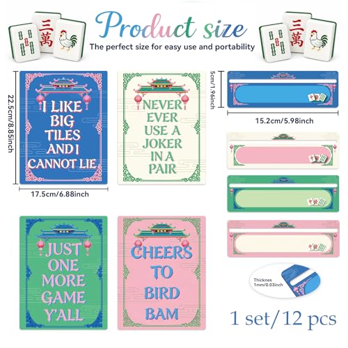 Set Accesorios Mahjong 12 Piezas PVC para 4 Jugadores miniatura 2