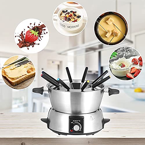 Fondue Elettrica SUNTEC 1.2L - Per 8 Persone, Acciaio Inox, Con Forchette E Paraspruzzi - Foto 4