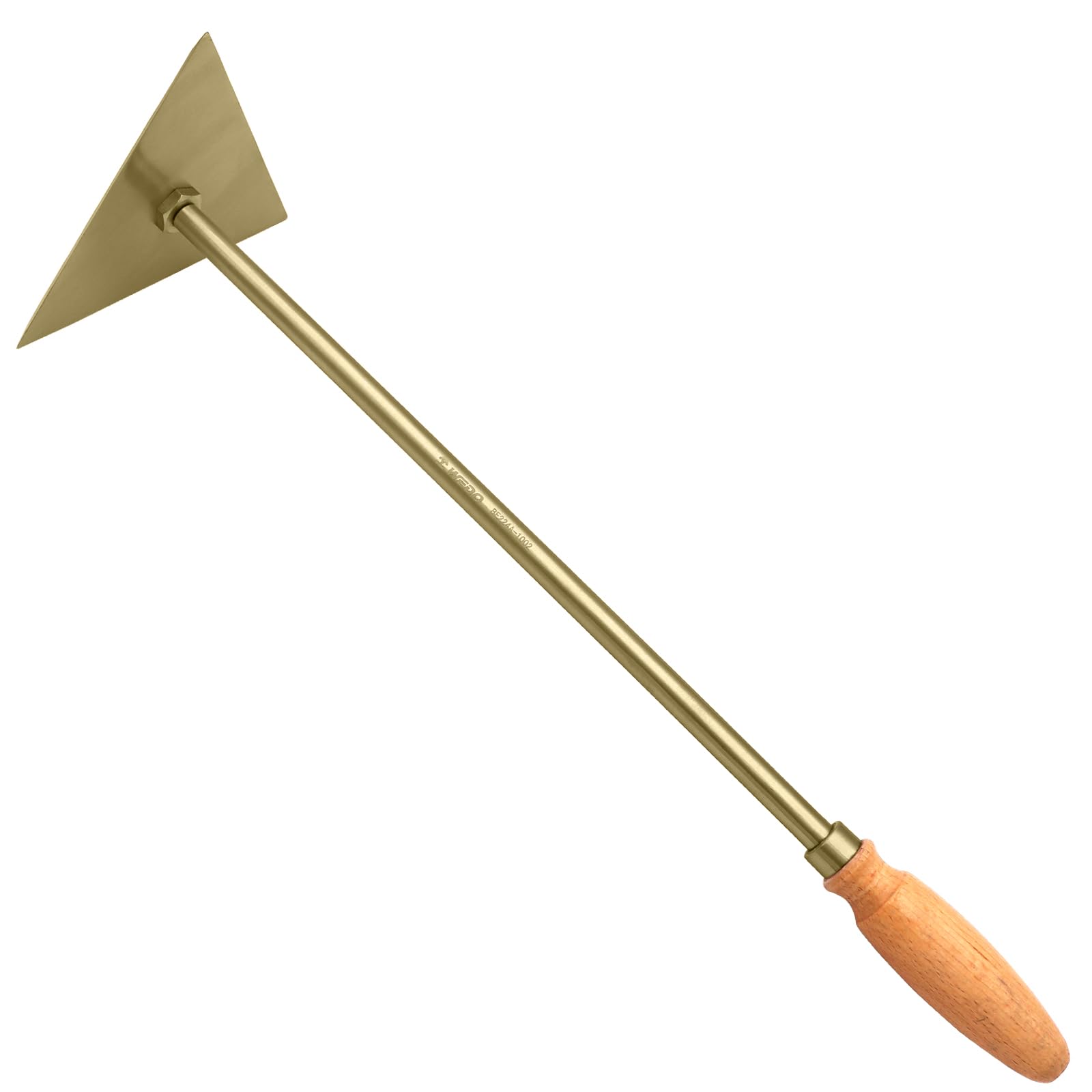 WEDO Raspador triangular sin chispas, hoja de espátula de 150 mm de ancho, 470 mm de largo, bronce de aluminio, resistente a la corrosión, mango de madera, certificado BAM & FM