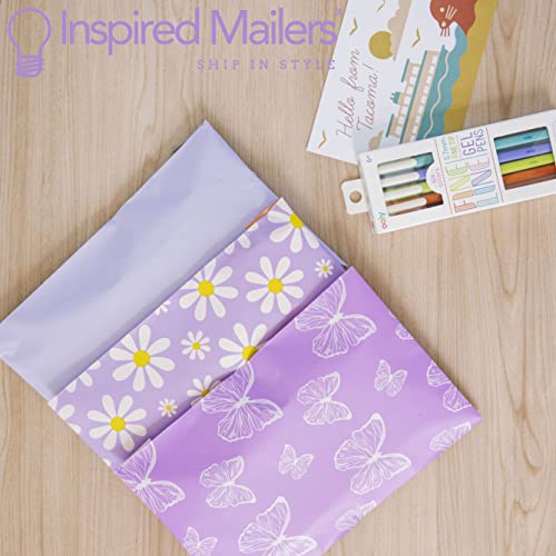 Image of Inspired Mailers - Poly Mailers 10x13-100 Pack - Purple Daisies - Shipping Bags for Clothing - Mailing Envelopes - 10x13 Mailers - Cute Bags for Packaging - Mailing Bags