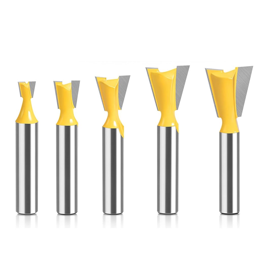 Serplex® Dovetail Groove Milling Cutters, 1/4'' Shank, Tungsten Steel Router Bits Set, 5 Sizes Router Bits for Woodworking and DIY Crafts-image-31
