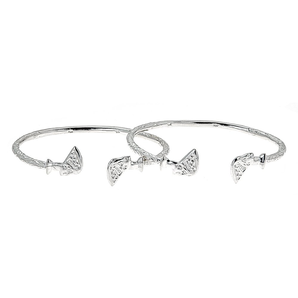 Better Jewelry Solid .925 Sterling Silver Thick Queen Nefertiti West Indian Bangles (Made in USA)