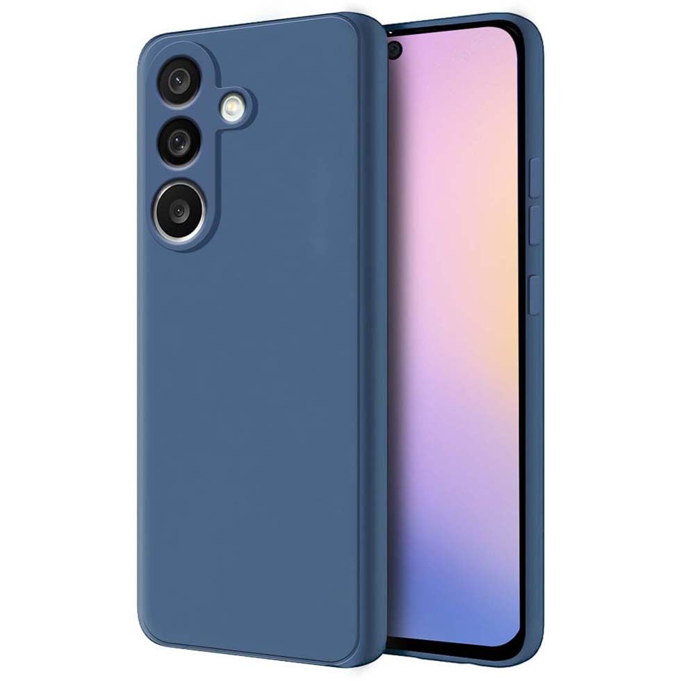 Image of Fashionury Liquid Silicon Back Cover for Samsung Galaxy M56 5G | Camera Protection | Anti-Fingerprint | Inner Velvet Fabric | Ultra Slim Case (Blue)