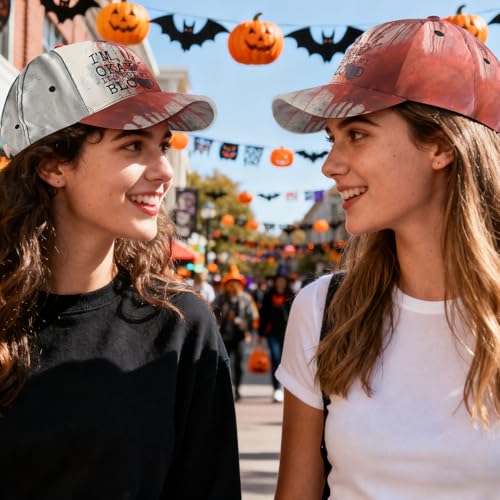 Ourdort Halloween Gruselige Baseball Cap mit Blutflecken I’m Ok, It’s Not My Blood Cap Unisex Horror Cosplay Accessoire, Gruselparty, Kostümzubehör