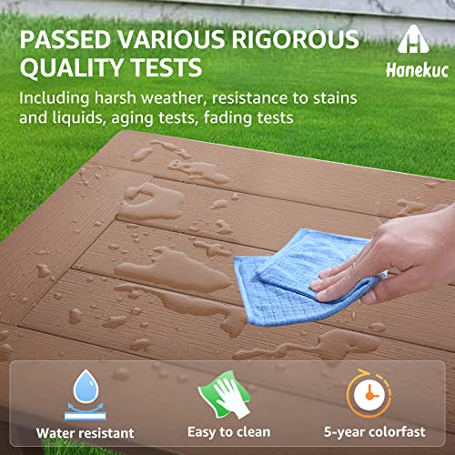 Hanekuc Double Adirondack Outdoor Side Table Weather Resistant,Patio Rectangular End Table For Outdoor Furnitures, Living Room, Bathroom (Teak) #TOP5