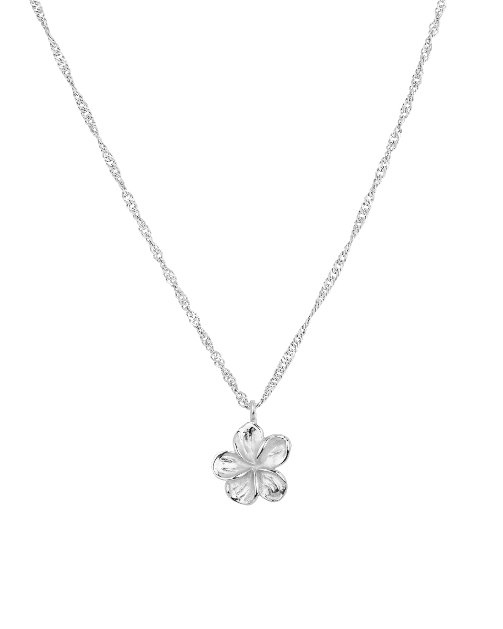 LUAMAYA wasserfeste zarte Halskette mit Blumenanhänger für Damen | Edelstahl, 45–50 cm verstellbar, hautfreundlich, kein Anlaufen, gedrehte Optik, Layering, Sommer-Look, silberfarben