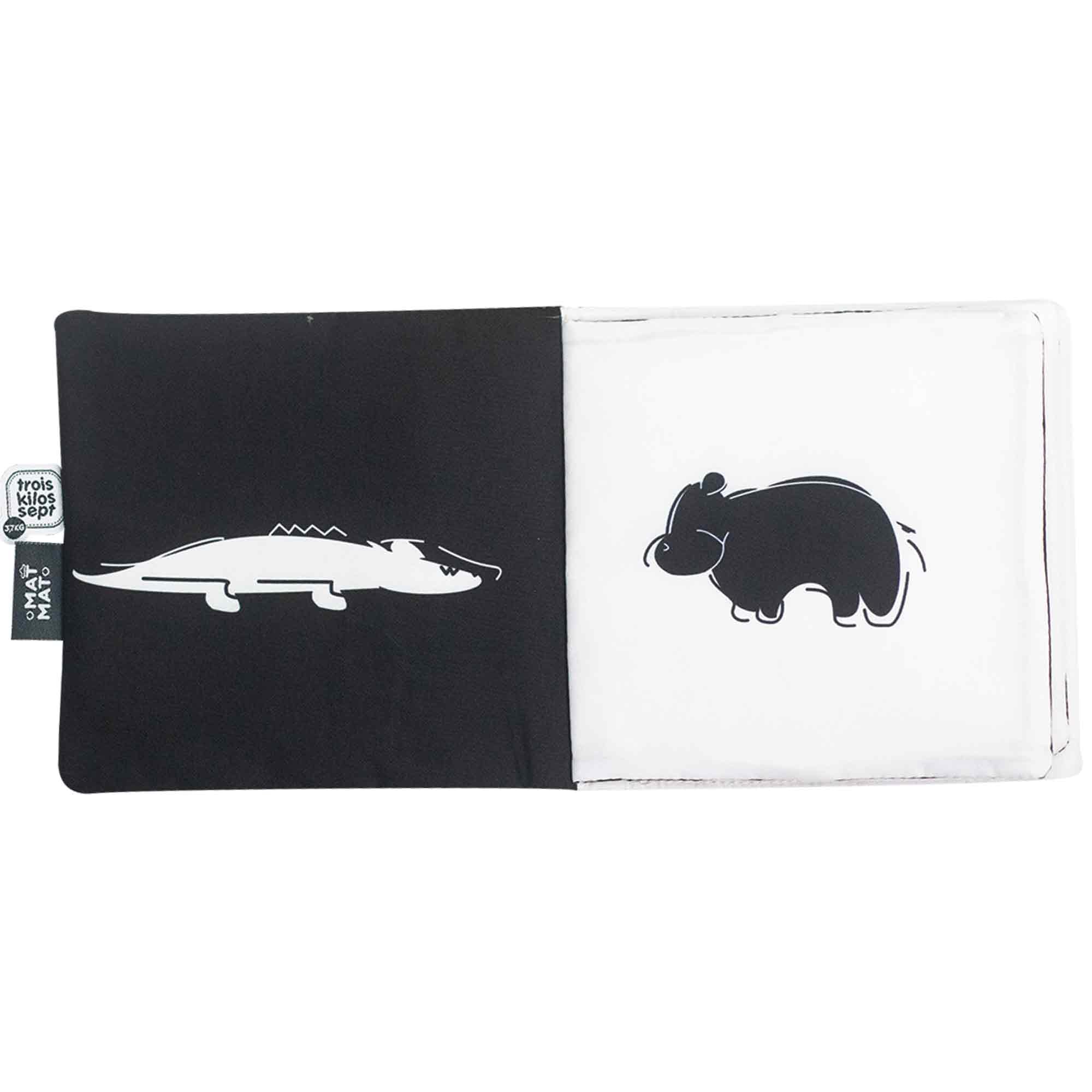 Livre d'éveil Noir et Blanc en Tissu pour bébé, 15 cm x 15 cm