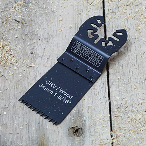 Faithfull FAIMFW34B Flush Cut Wood Blade Side Set 34mm CRV Pack of 5, multi, Side Set 34mm Pack of 5 - Image 2