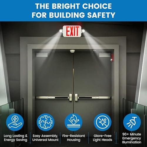 Ciata Lighting Emergency Exit Lights With Battery Backup - High Visibility Fire Exit Signs - Universal Emergency Lights For Business Or Residential - Rechargeable Exit Sign Battery Included #TOP2